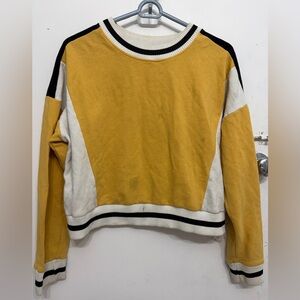 Hollister Mustard and White Sweater